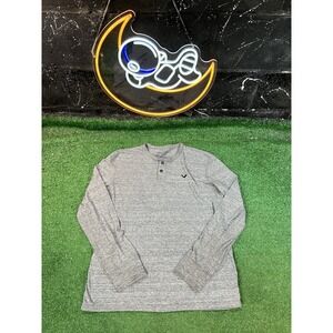 American Eagle Shirt Mens Medium Charcoal Henley Long Sleeve Everyday Tee‎
